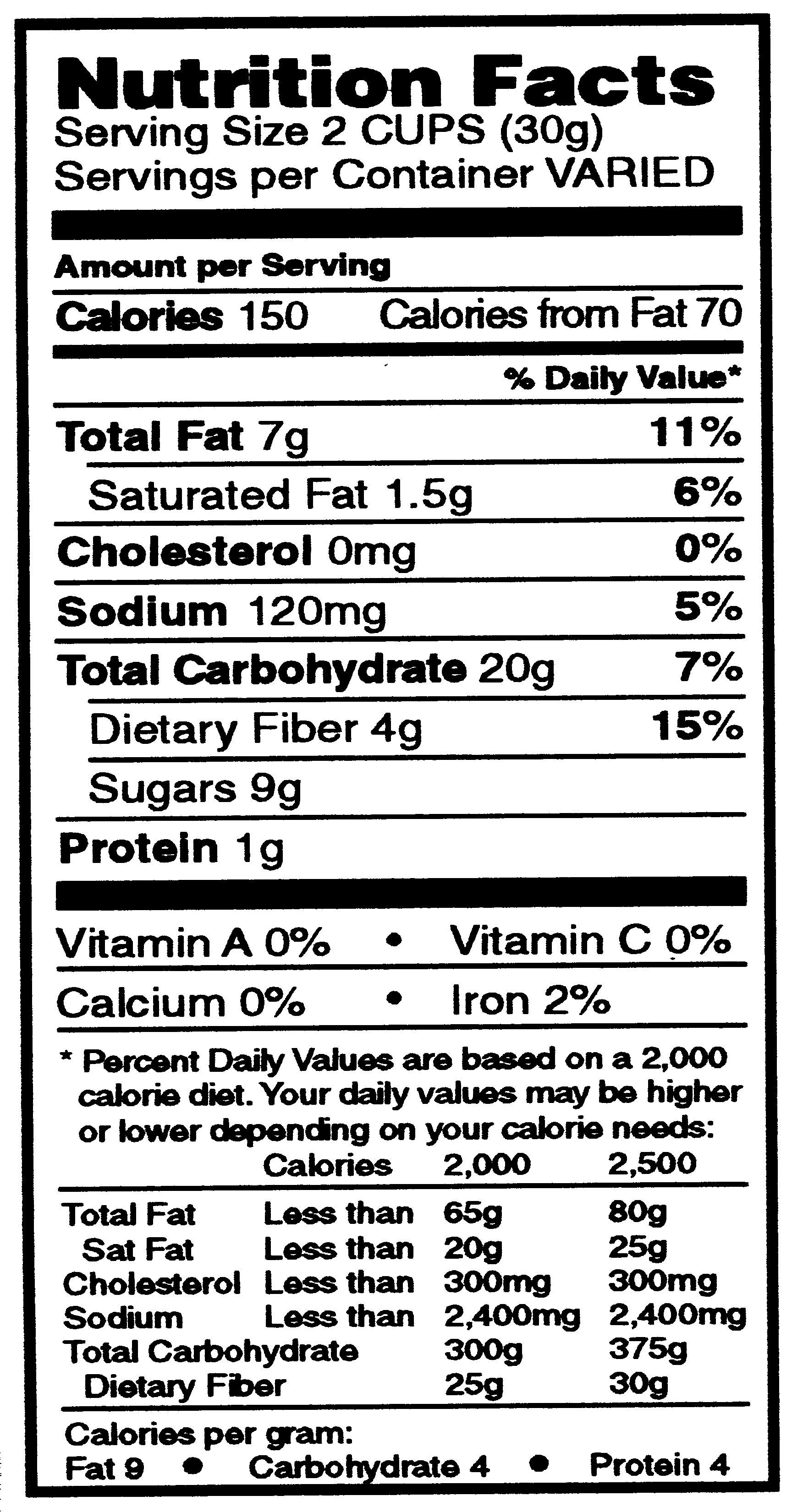 NUTRITIONAL FACTS. 
